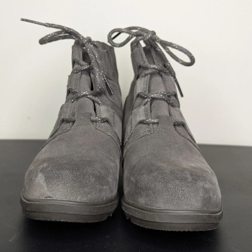 Sorel Women's Evie‎ Lace Up Suede Wedge Ankle Boot Gray Size 6.5
